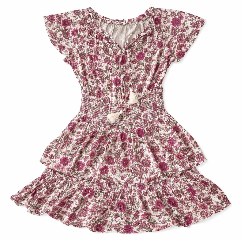 NWT PATRONS OF PEACE Boho Floral Smocked Mini Dress Size Small - Picture 1 of 4